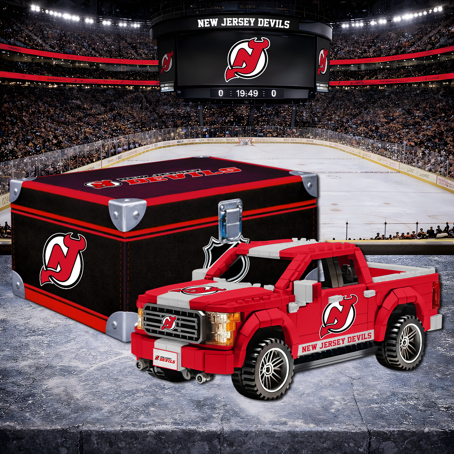 NJD X NHL LEGO Toy Truck Set with Collectible Case NAK NHT