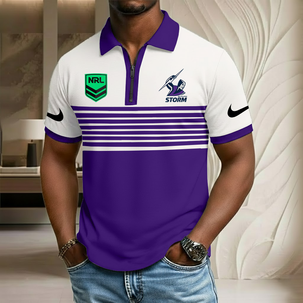 NRL x MS Sport Zip Polo Golf Shirt HLP 250226 HLPHUONG