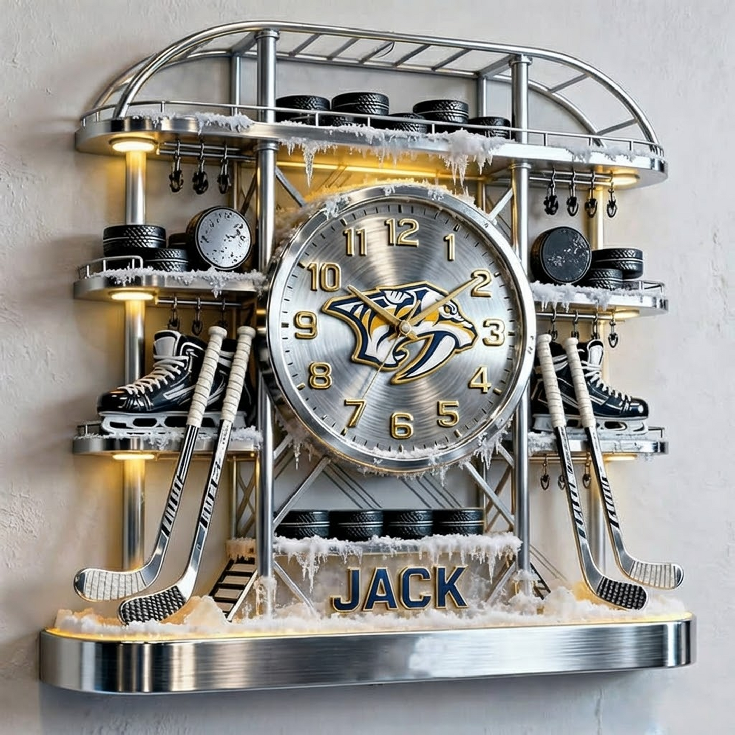 NSH X Personalized ice hockey arena tower themed clock NAK NHT
