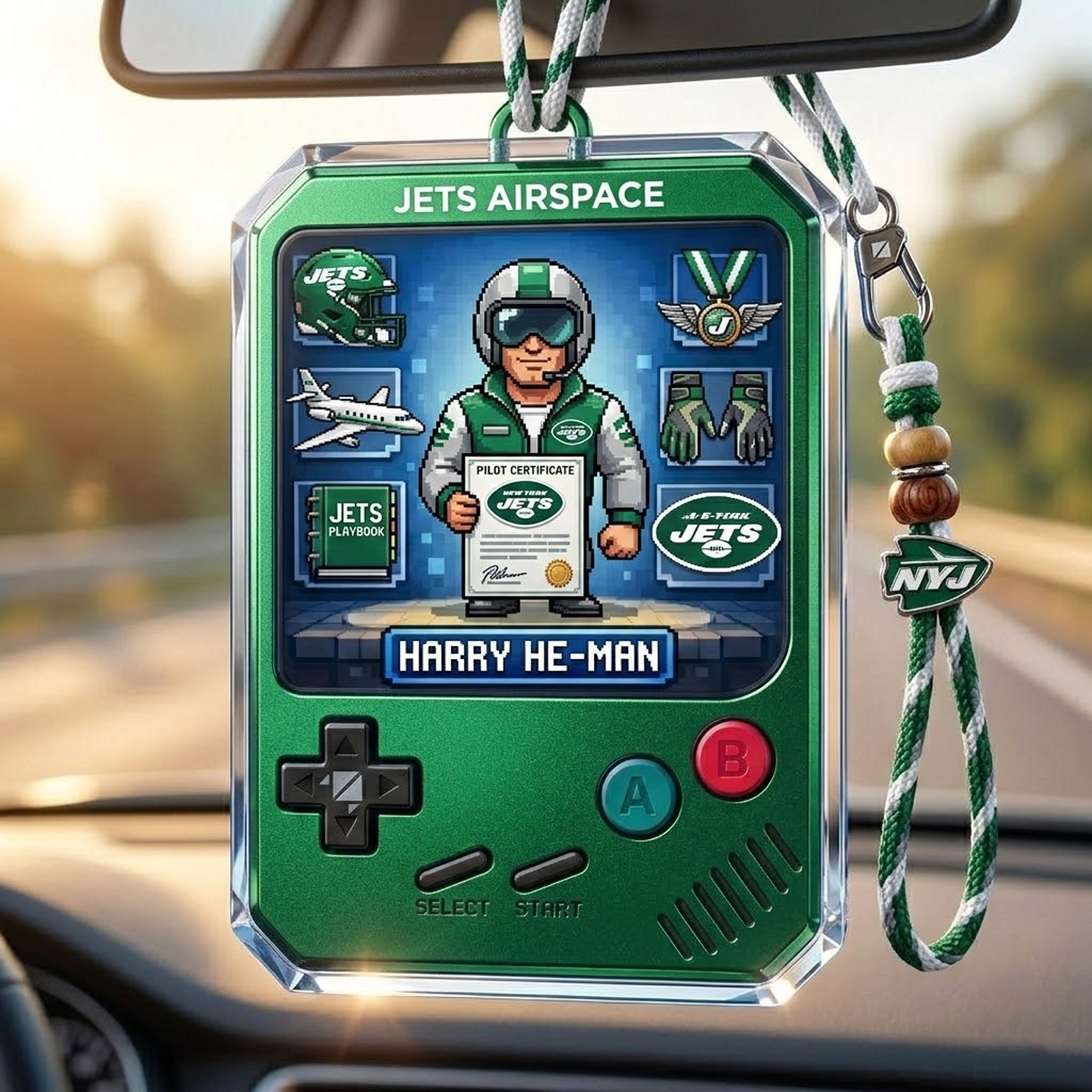 NYJ X Classic NFL Football Team Name Car Ornaments NAK NHT