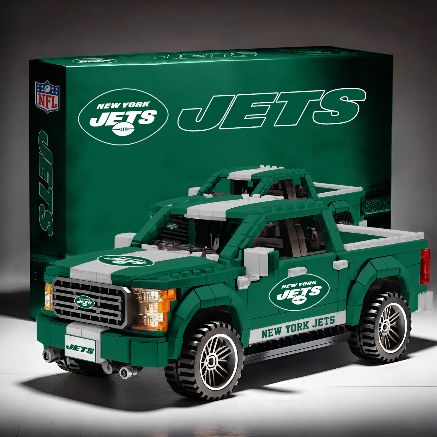 NYJ X NFL 3D Racing Truck Model Building Block Set NAK NHT