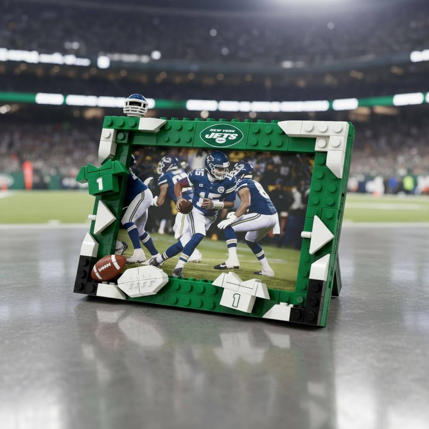NYJ X NFL Football Photo Frame Building Set Compatible Display Gift For Fans NAK NHT
