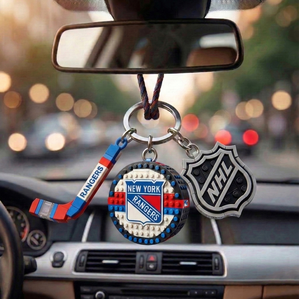 NYR x NHL Building Blocks Hockey Puck Car Mirror Hanging NAK TTT