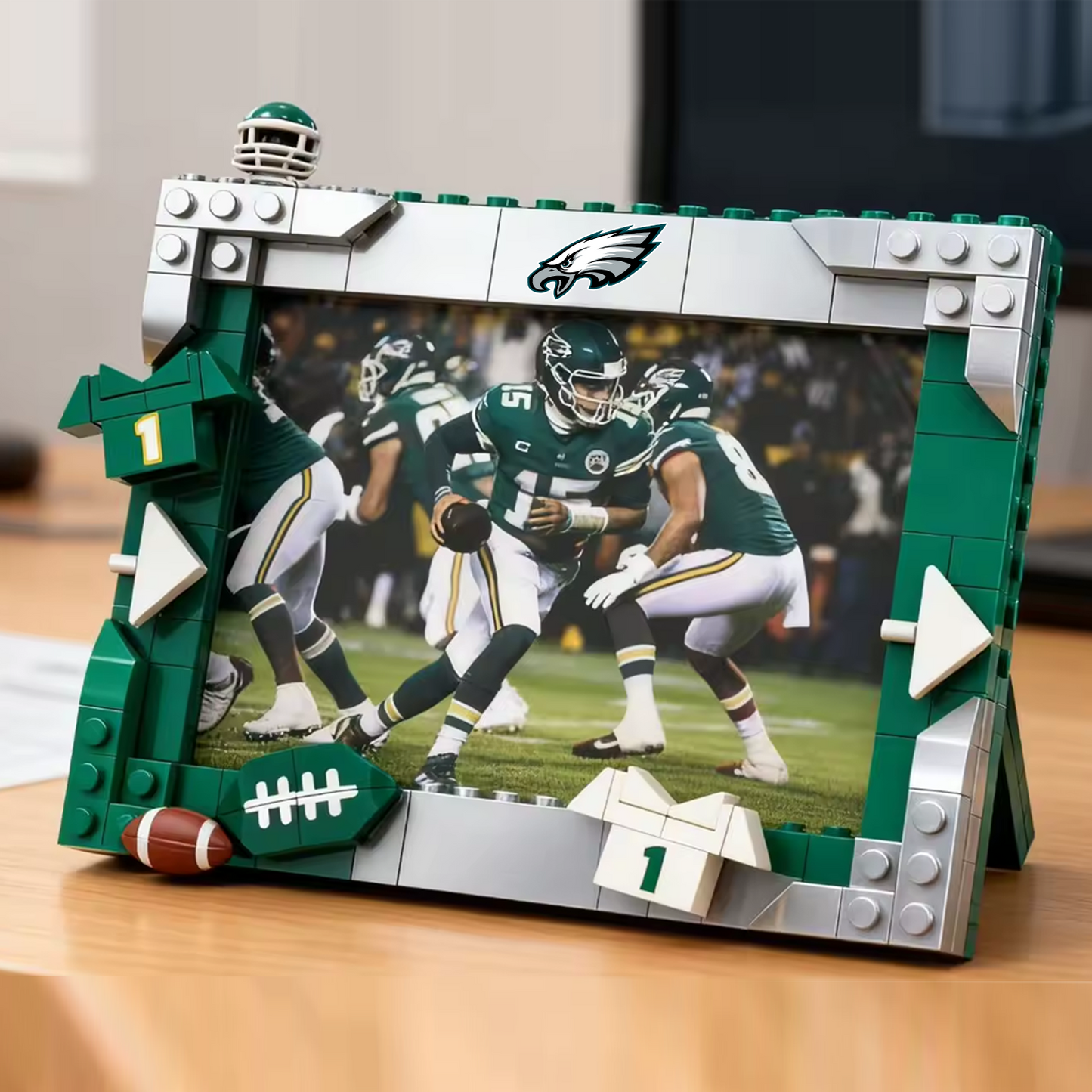 PHI X NFL Football Photo Frame Building Set Compatible Display Gift For Fans NAK NHT