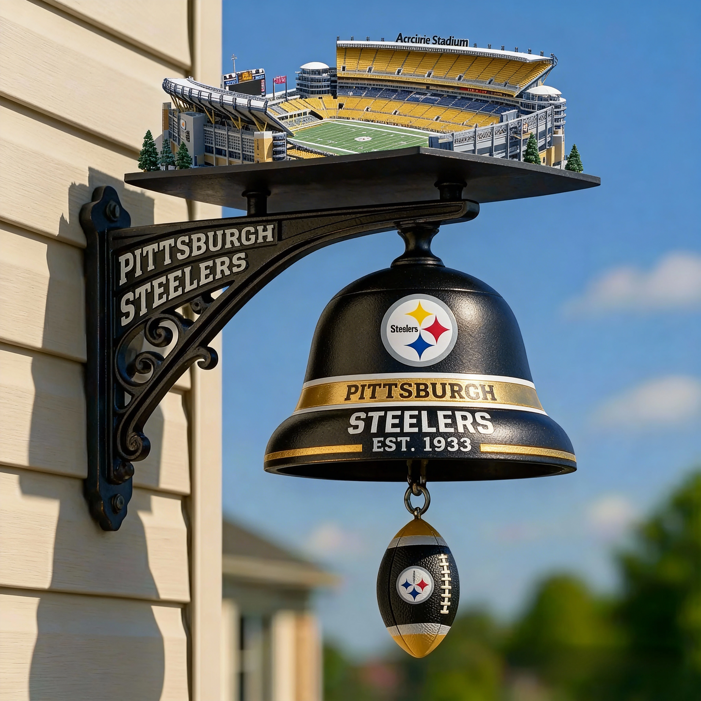 PIT X NFL Football Team Home Stadium-Themed Vintage Wall-Mounted Doorbell NAK NHT