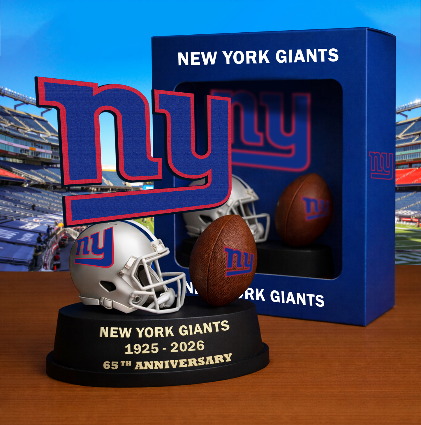 PREMIUM NFL X NYG Helmet & Ball Showcase NAK VHM 280226