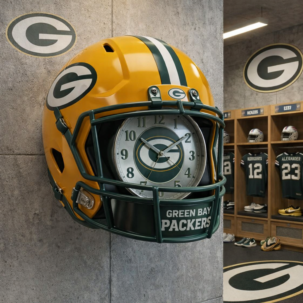 Premium NFL GB Helmet Wall Clock V2 NMD TTV