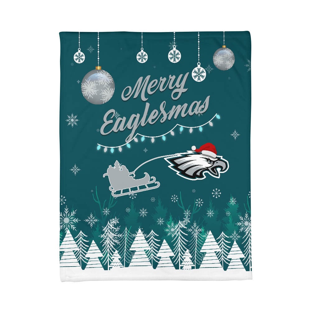 Premium NFL PHI Christmas Fleece Blanket & Throw Pillow Combo V1 NMD NHM