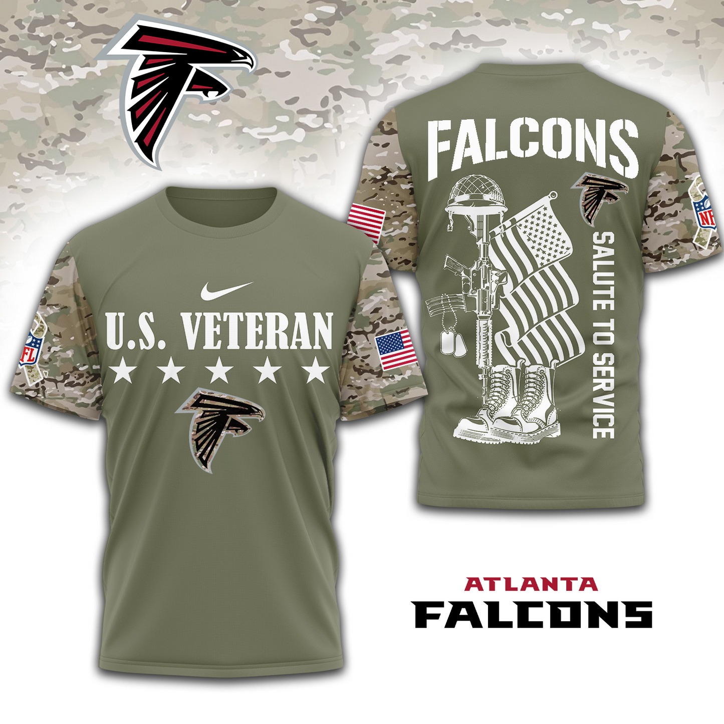 Premium NFL x ATL Salute To Service 3D Shirt DATND TANTD