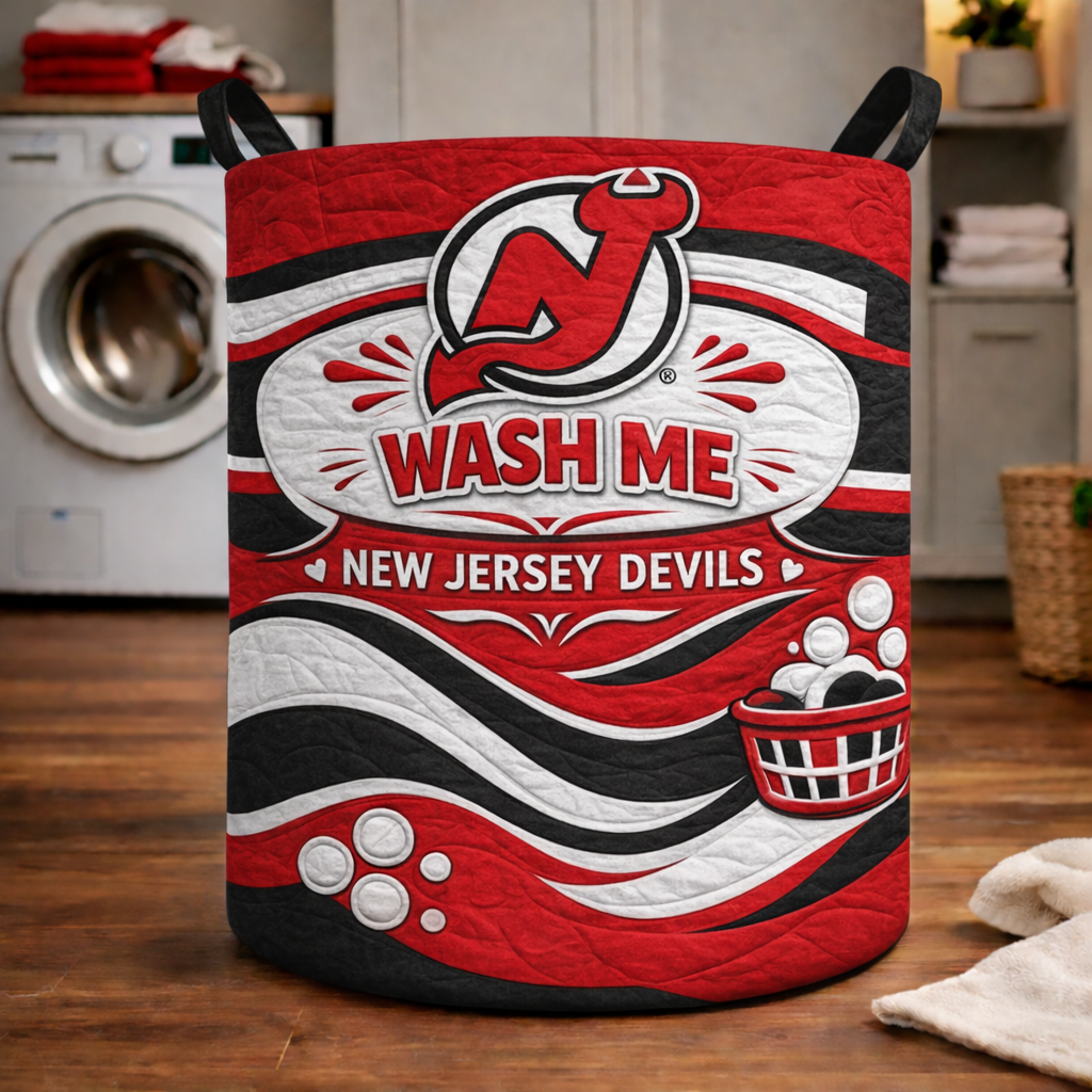 Premium NHL NJD Quilted Laundry Basket V1 NMD CTKT