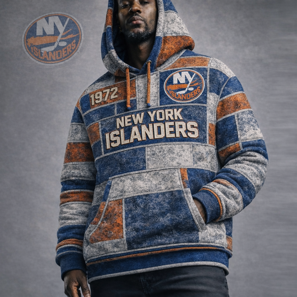 Premium NHL NYI Vintage Patchwork Hoodie V2 NMD CTKT