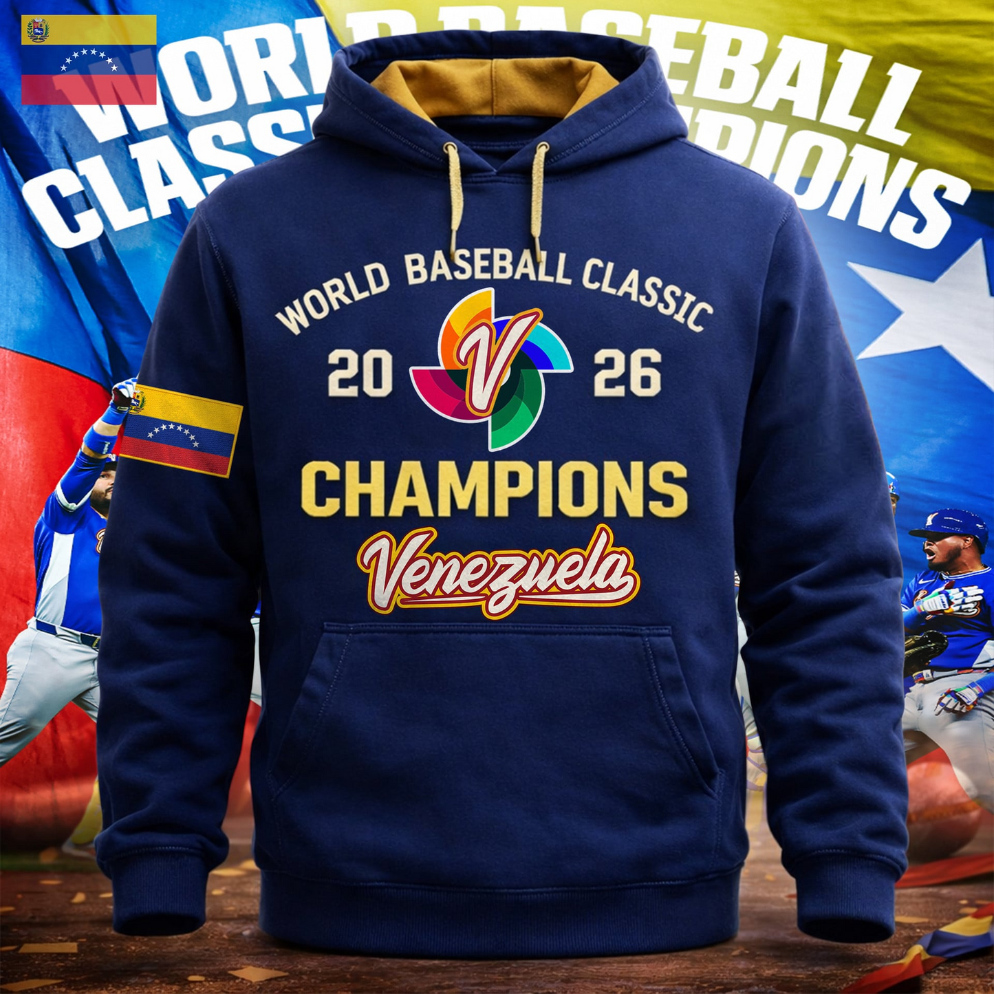 Premium Venezuela World Baseball Classic Champions 2026 HOODIE V1 NMD TTV