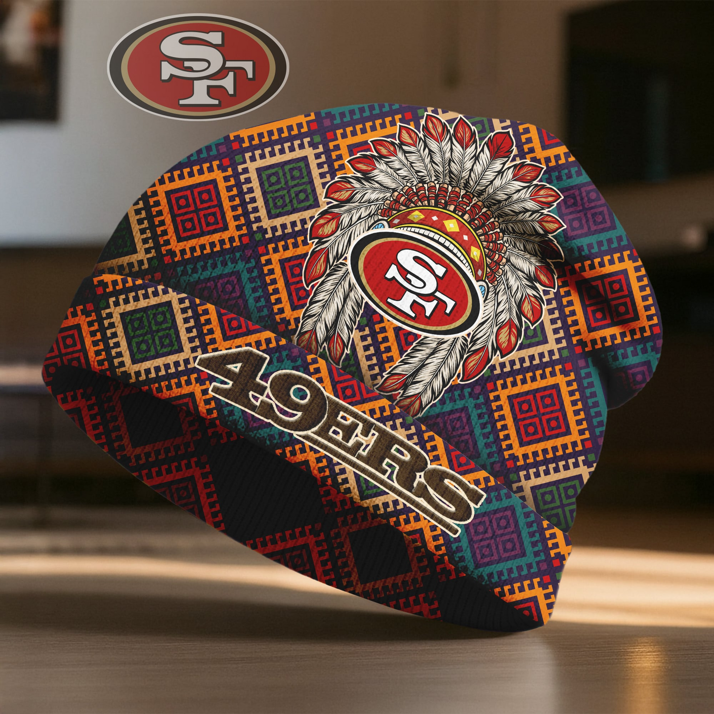 SF49 x Premium NFL Native American Heritage Beanie Hat NY NAK CTKT