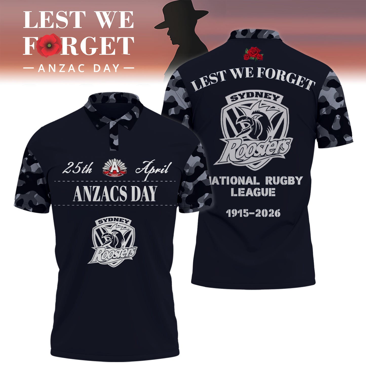 SR x NRL 2026 Anzac Day Polo Shirt DDT TTTZ