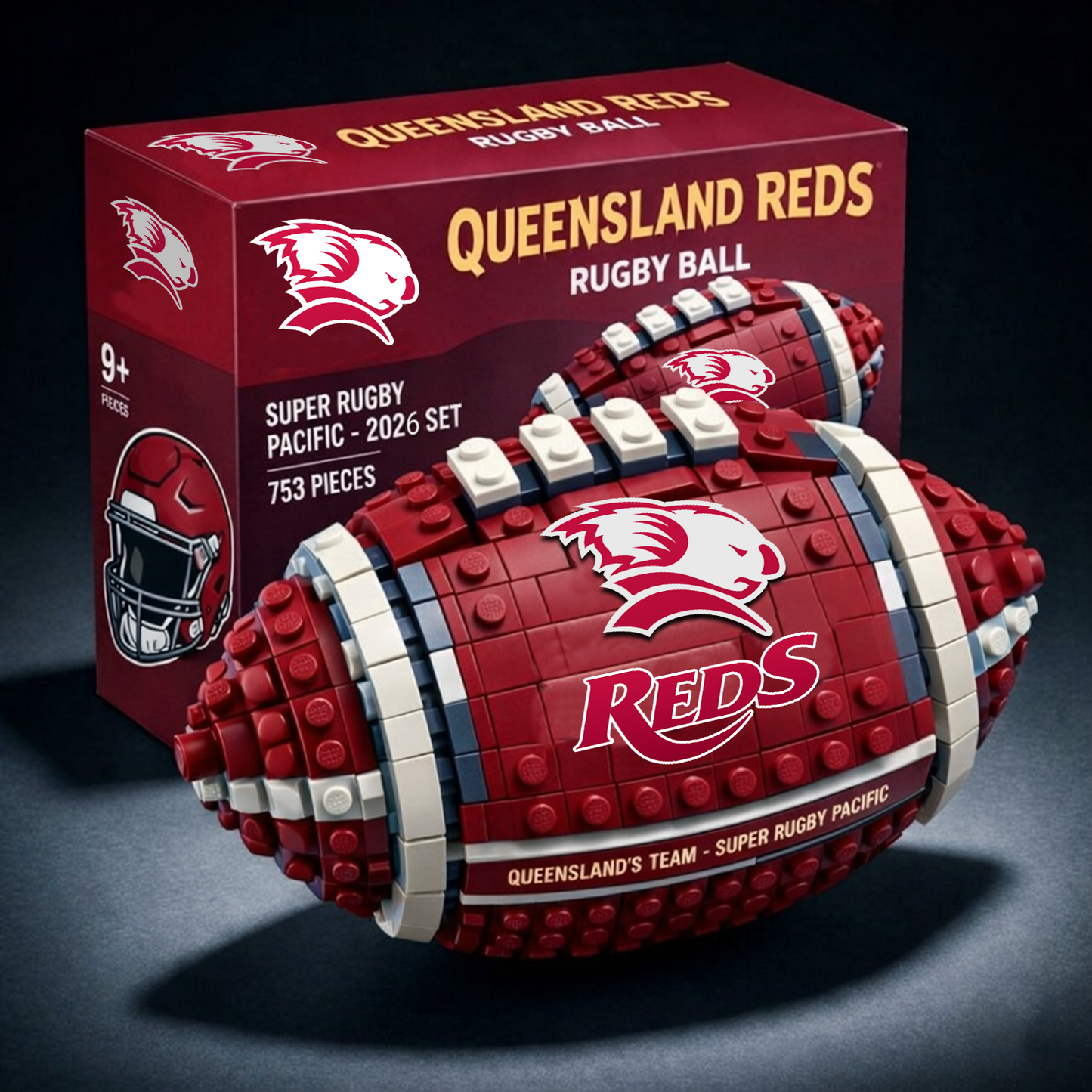 SRP x REDS Rugby Ball Building Block Set NAK NHT