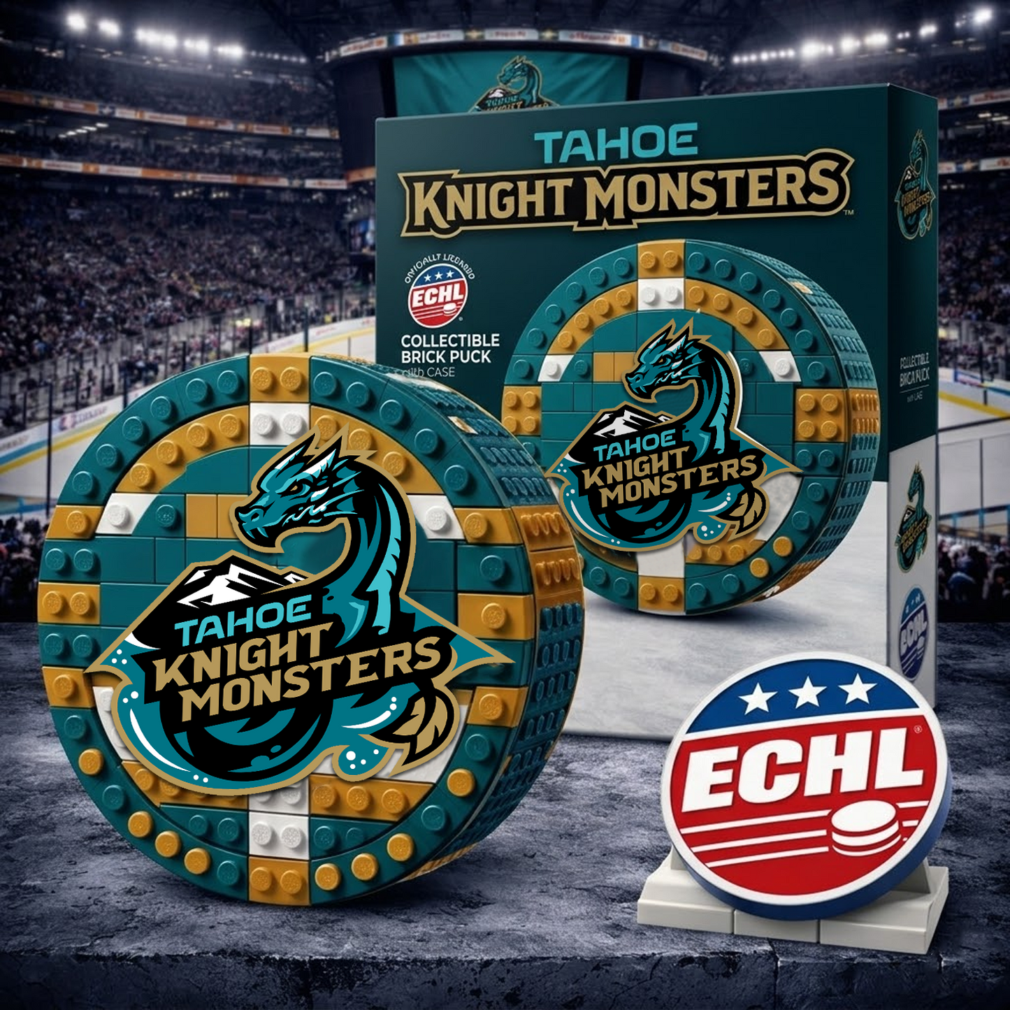 TAH x ECHL Hockey Puck Building Block Set NAK NHT