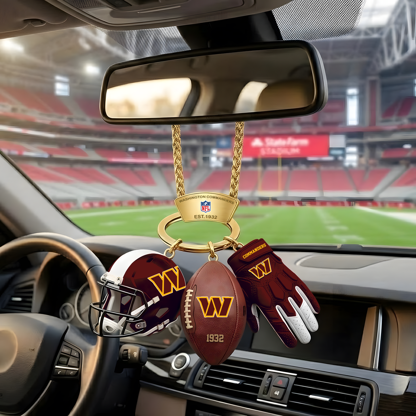 WAS X NFL Helmet and Football Car Ornament NAK NHT