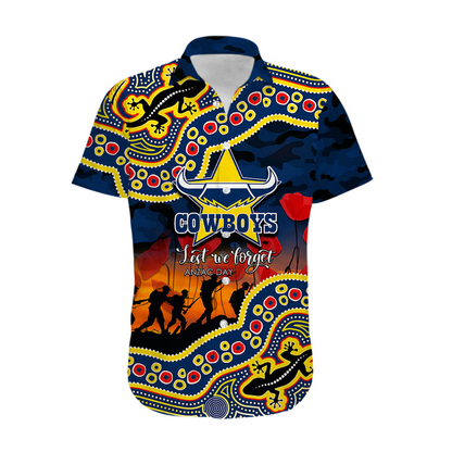 Anzac Day NRL - NQC Hawaiian Shirt Aboriginal Lizard Patterns DatND DVT