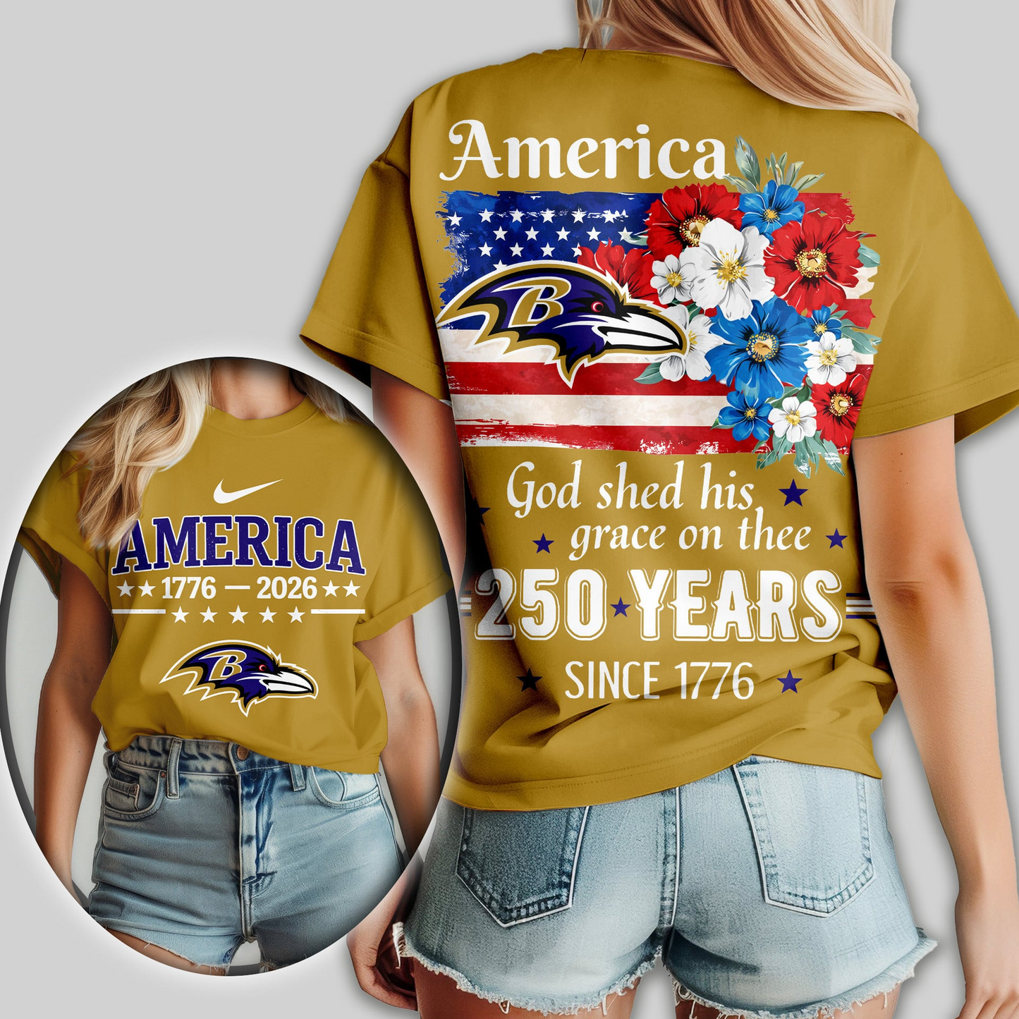 BR Premium NFL America God Shed His Grace On Thee Women Shirt DDT  NTL