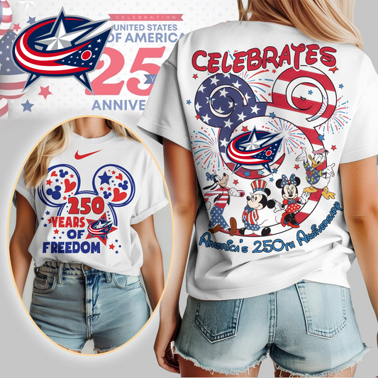 CBJ Premium NHL Mickey Celebrates America 250th Anniversary Women Shirt DDT CTND