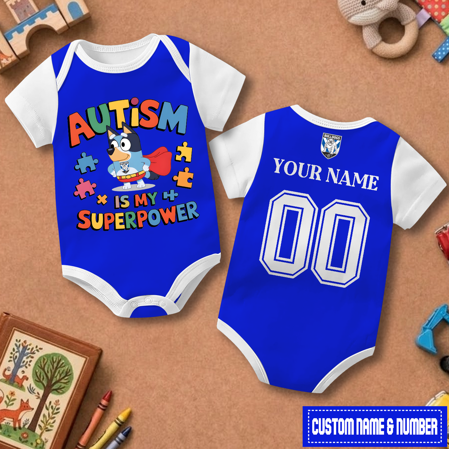 CBY x NRL Custom Name & Number  Baby Romper DATND TANTD