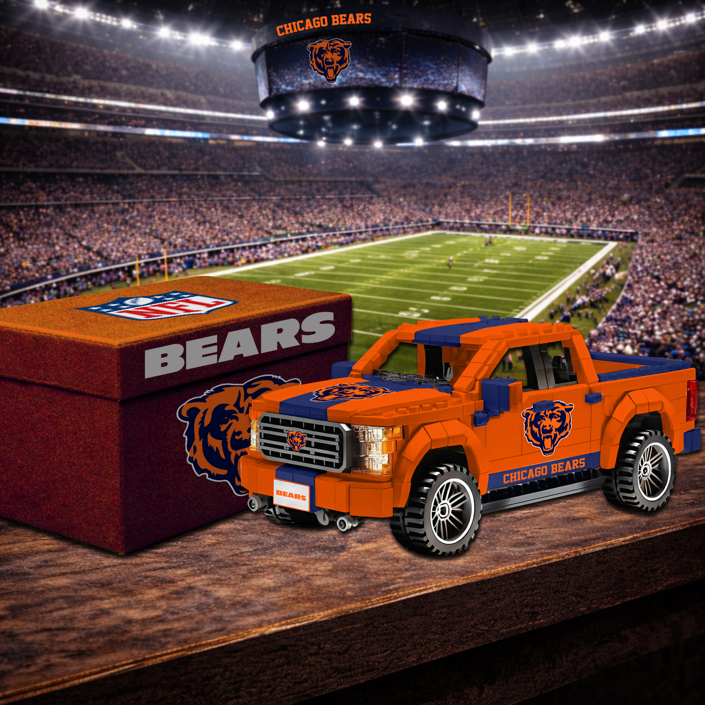 CHI X NFL Football-themed pickup truck building blocks 0703 NAK NHT