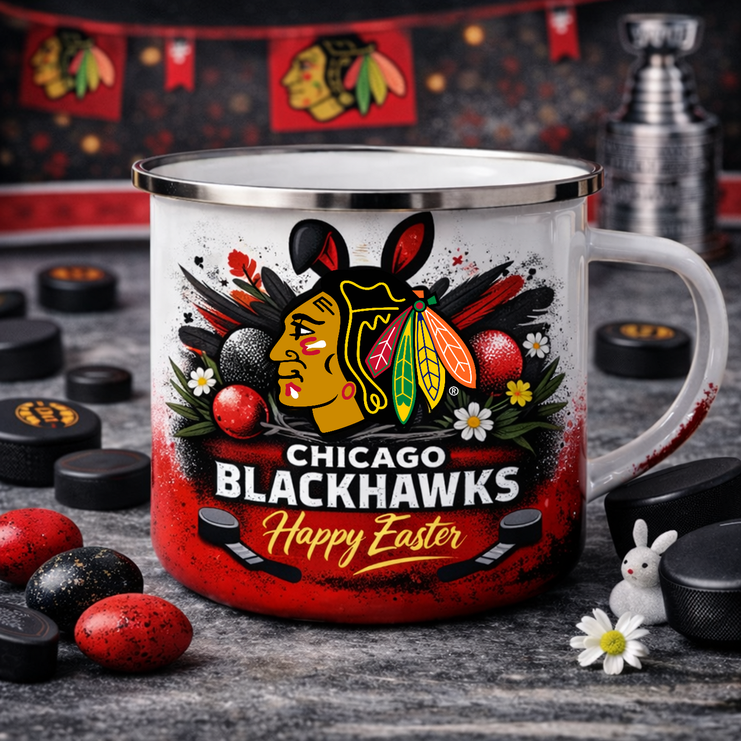 CHI X NHL Easter-themed enamel mug 0703 NAK NHT