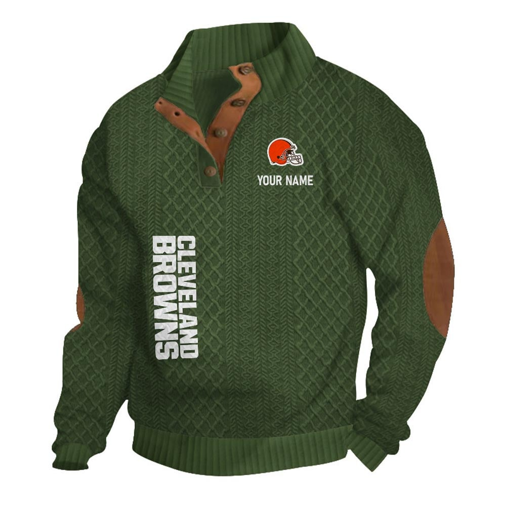CLE NFL Basic Knitted Stand Collar Sweatshirt DDT CTND