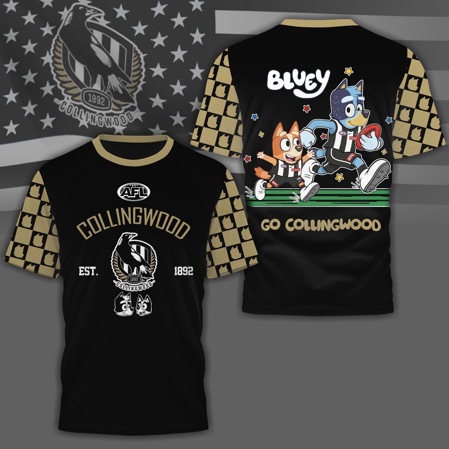 CM x AFL Premium Bluey 3D Shirt DDT TTTZ