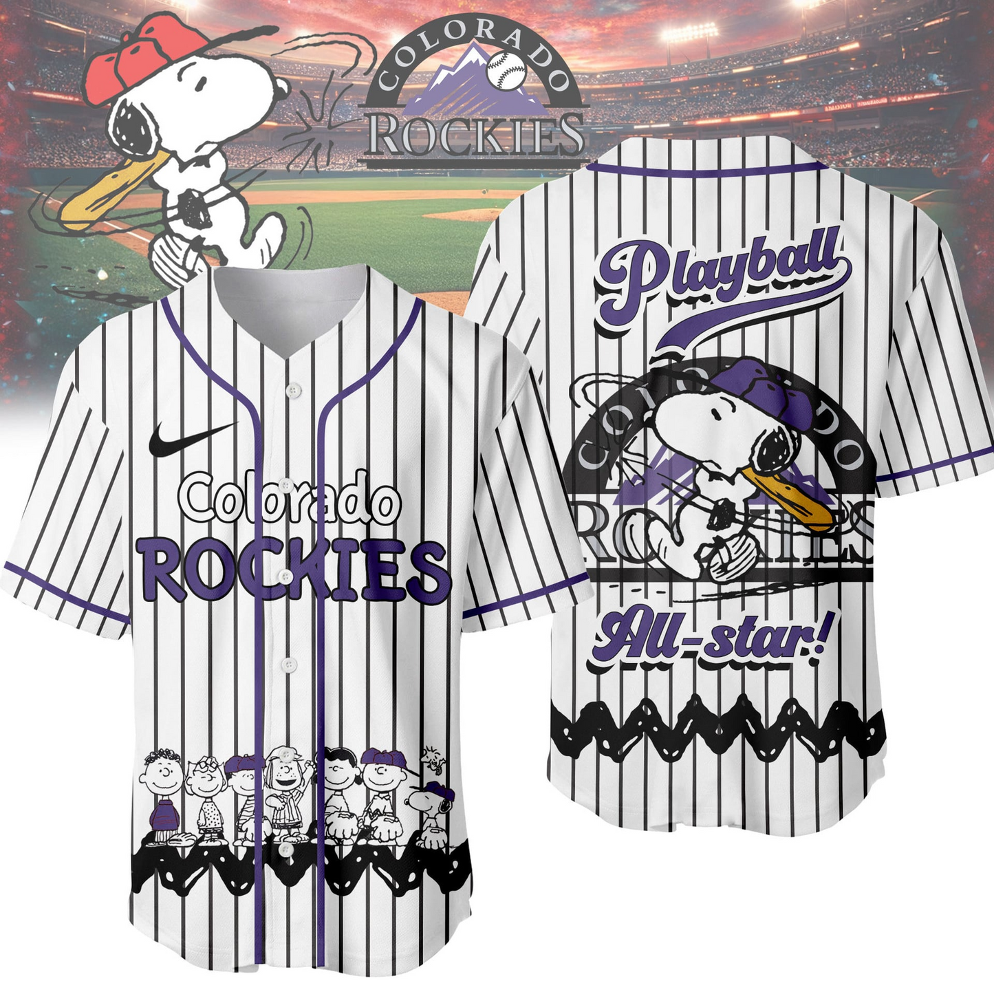 CR 1 x Premium MLB Snoopy Playball Jersey DDT NTL