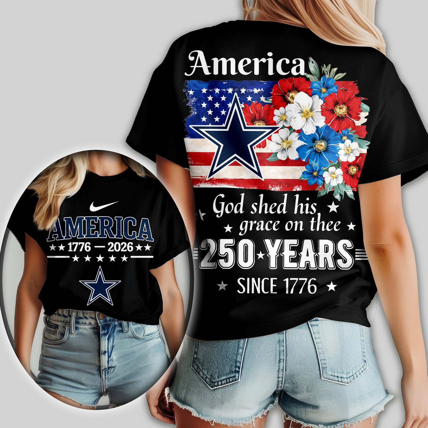 DC Premium NFL America God Shed His Grace On Thee Women Shirt DDT  NTL