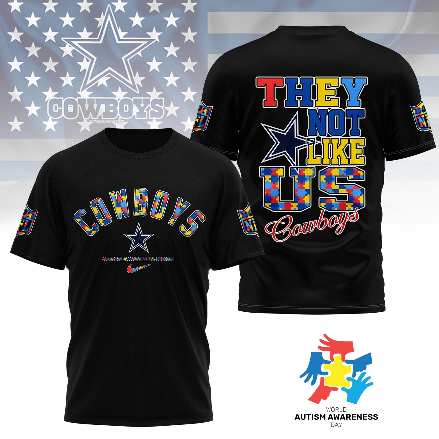 DC Premium NFL Autism Awareness Month 3D Shirt DDT  NTL