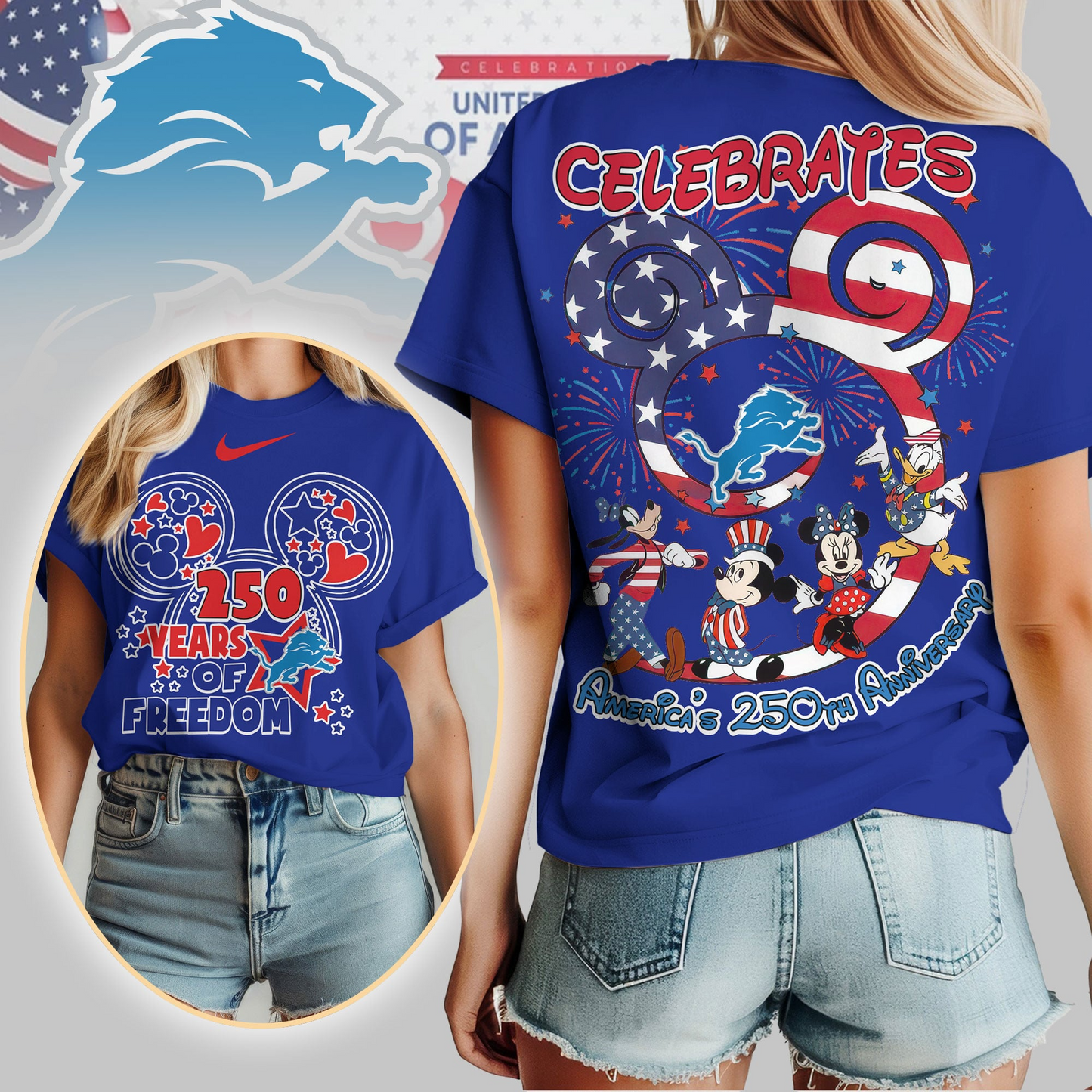 DL Premium NFL Mickey Celebrates America 250th Anniversary Women Shirt DDT NTL