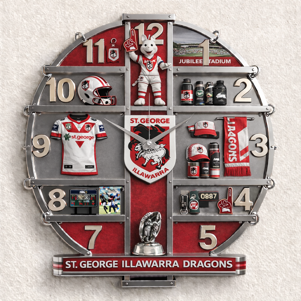 DRA x NRL 3D Visual Effect Acrylic Wall Clock DDT CTND