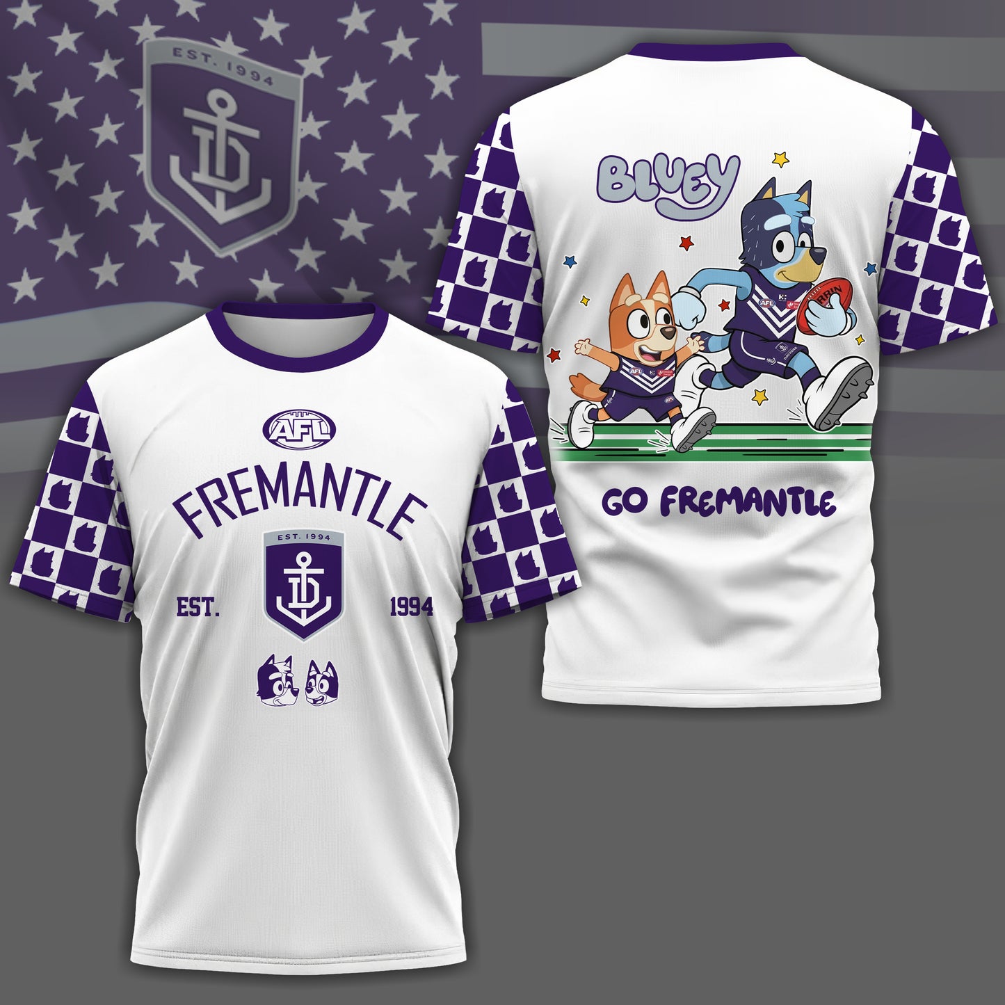 FD x AFL Premium Bluey 3D Shirt DDT TTTZ