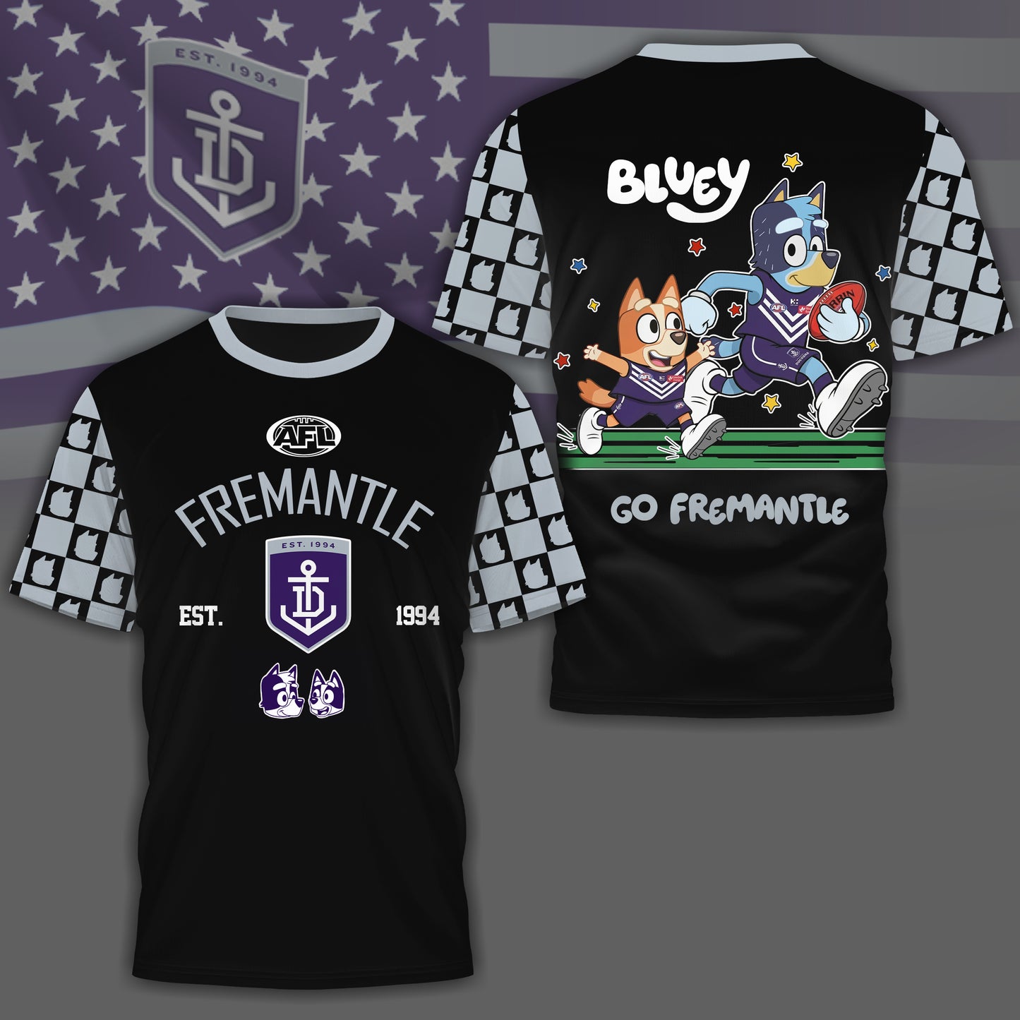 FD x AFL Premium Bluey 3D Shirt DDT TTTZ