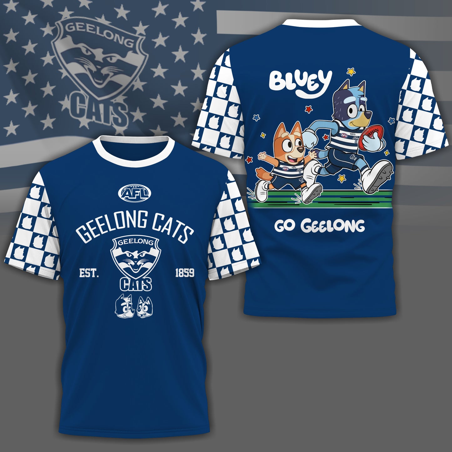 GC x AFL Premium Bluey 3D Shirt DDT TTTZ