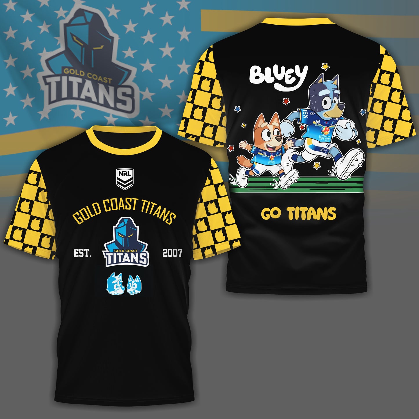 GCT x NRL Premium Bluey 3D Shirt DDT TTTZ