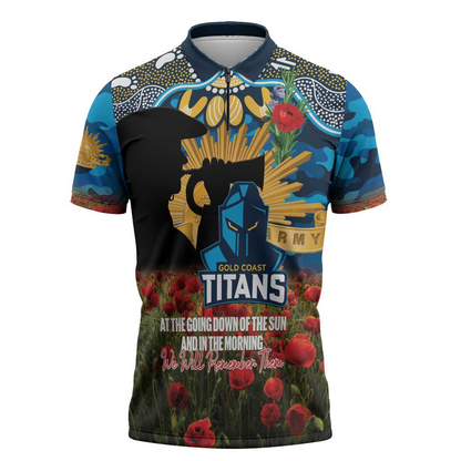 GLD x NRL Rugby ANZAC Day Zipper Polo Shirt Last Post Poppy We Will Remember Them LT14 DatND DVT