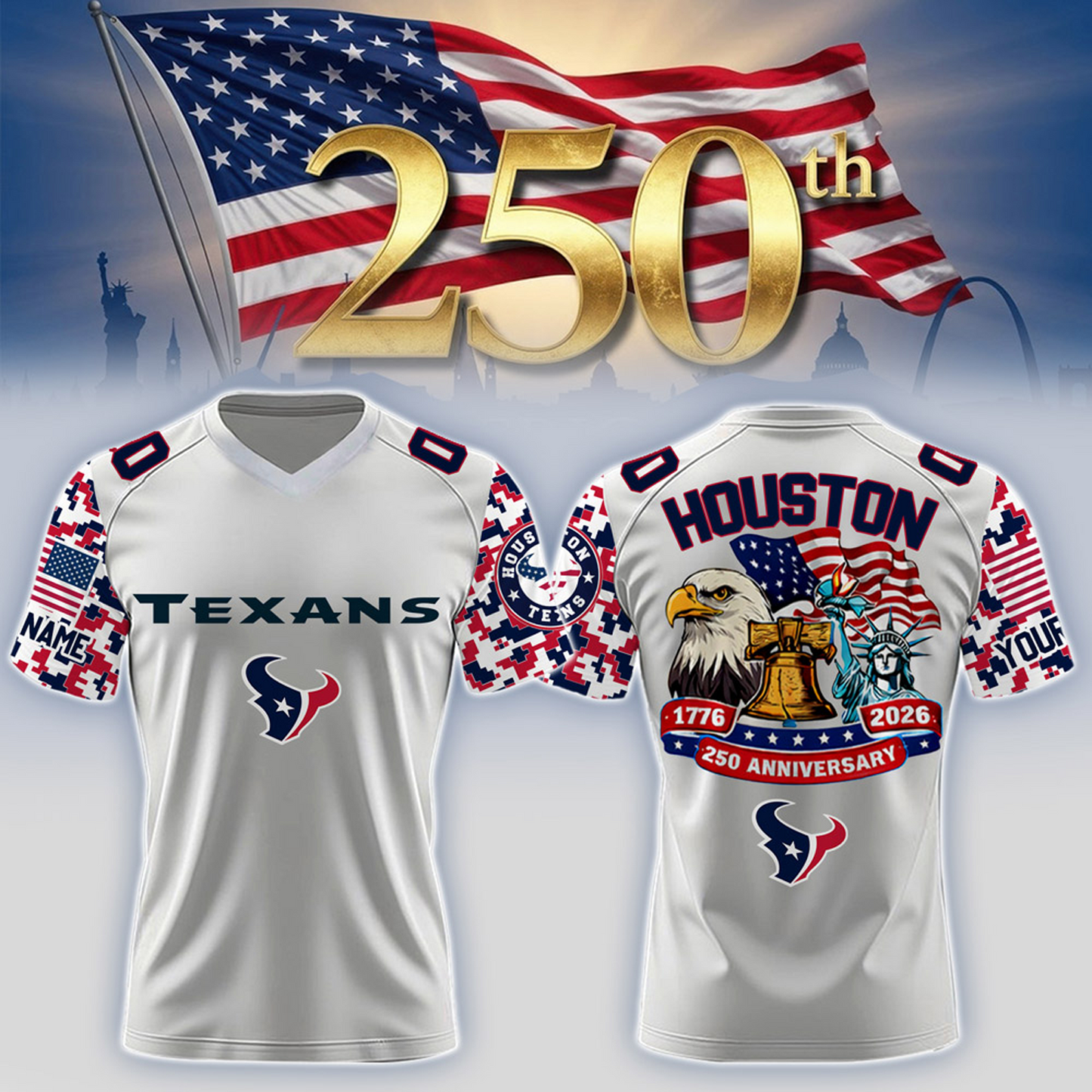 HOU x 250th Years USA Anniversary-V-neck Short Sleeve Jersey DATND TANTD