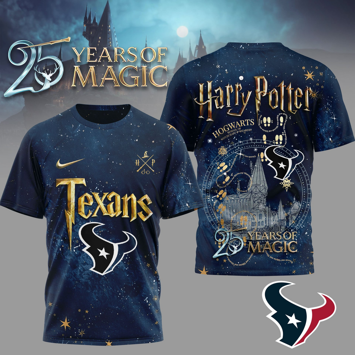 HT Premium NFL Harry Potter 25 Years Of Magic 3D Shirt DDT CTND