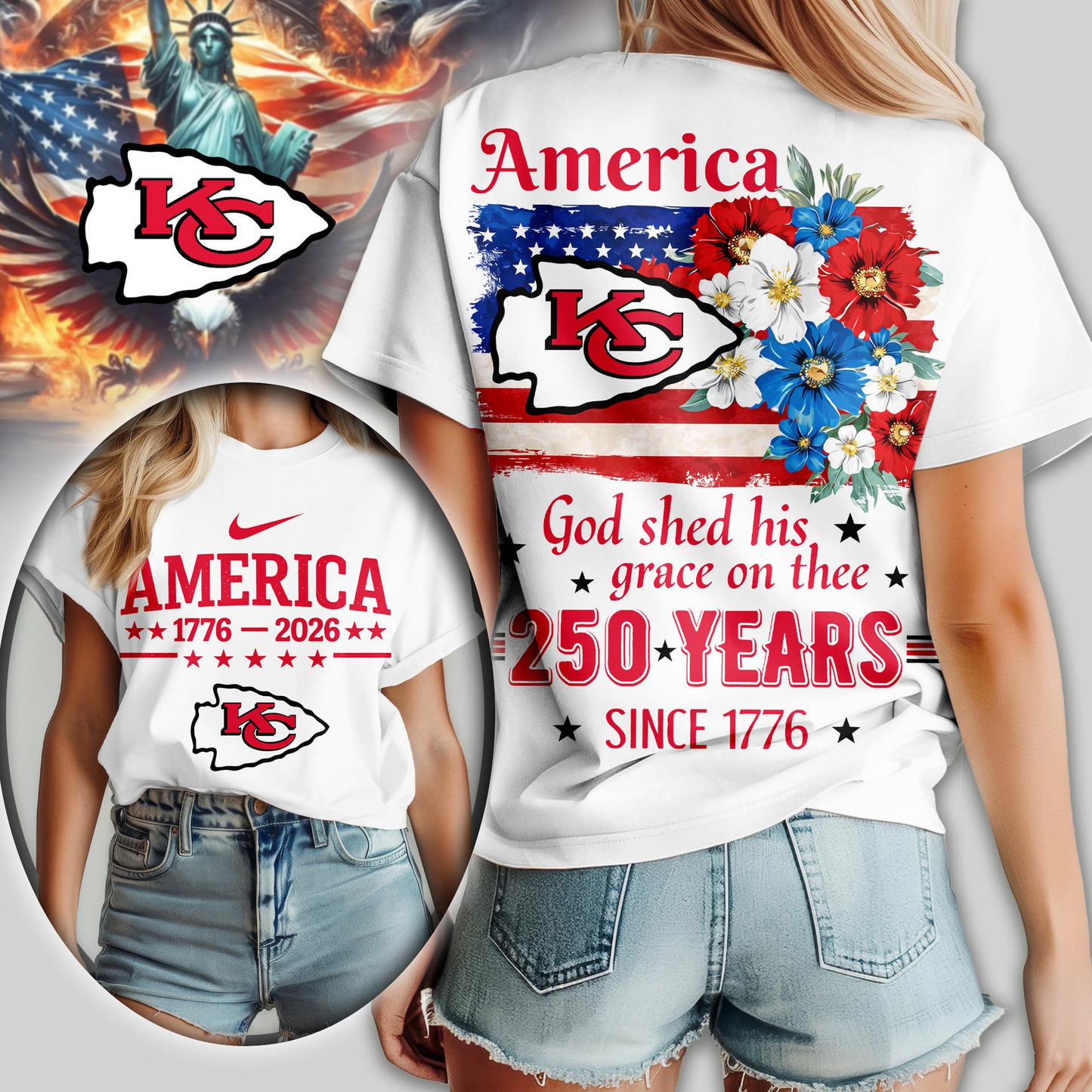 KCC Premium NFL America God Shed His Grace On Thee Women Shirt DDT  NTL