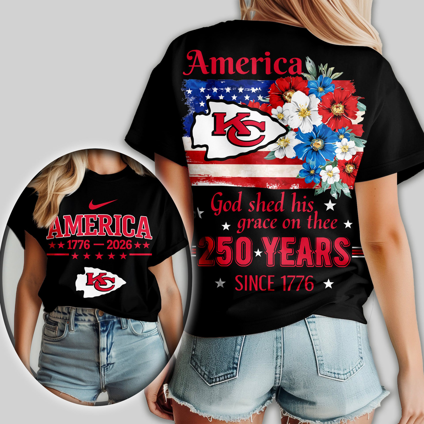 KCC Premium NFL America God Shed His Grace On Thee Women Shirt DDT  NTL