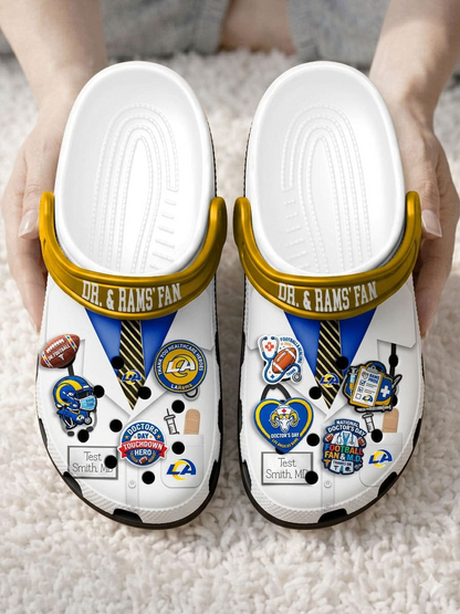 LAR PREMIUM NFL NATIONAL DOCTOR'S DAY CLOGS WITH 8 CHARMS DDT  CTND