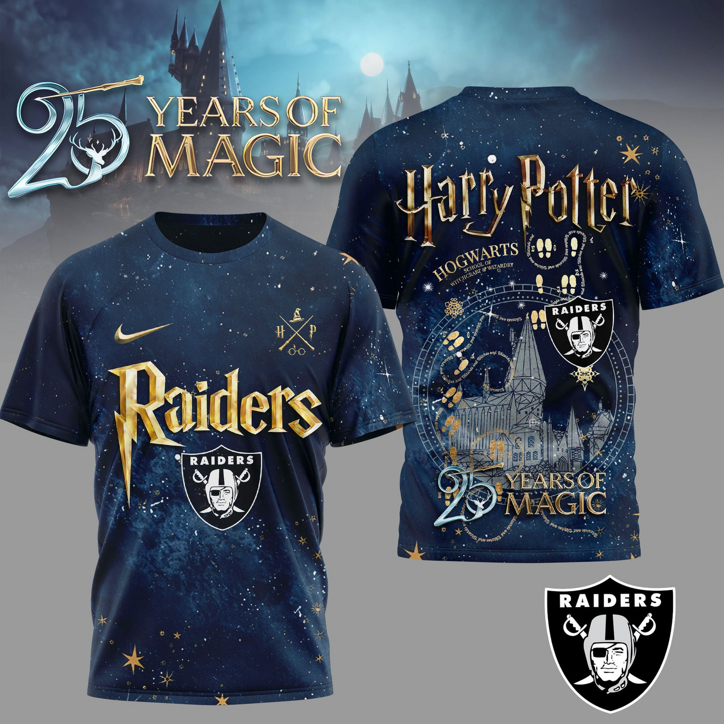 LVR Premium NFL Harry Potter 25 Years Of Magic 3D Shirt DDT CTND