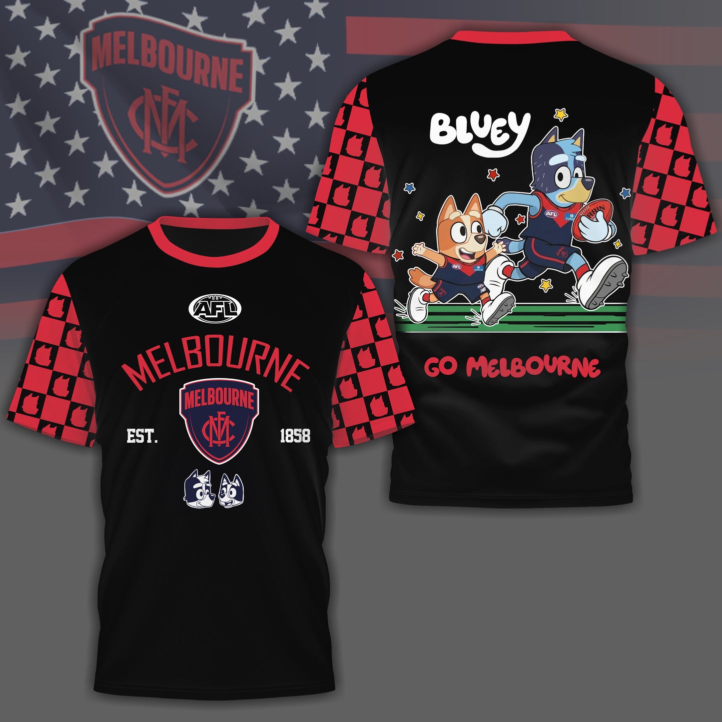 MD x AFL Premium Bluey 3D Shirt DDT TTTZ