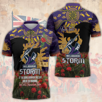 MEL x NRL Rugby ANZAC Day Zipper Polo Shirt Last Post Poppy We Will Remember Them LT14 DatND DVT