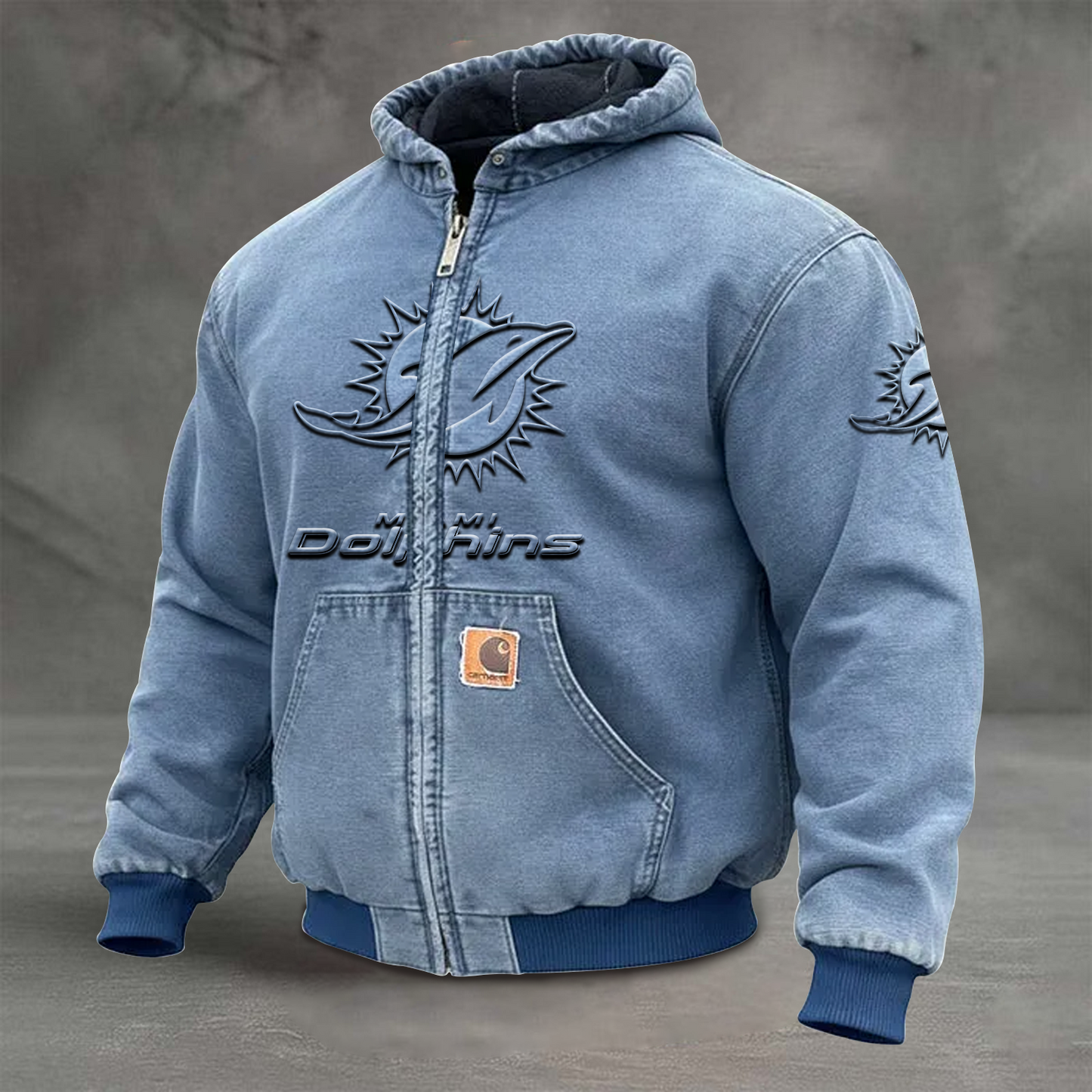 MIA x NFL Retro Hooded Sweatshirt Jacket Casual Workwear Denim Jacket DATND TANTD