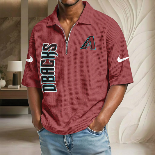MLB x AD Waffle Half-Zip Polo Shirt HLP 070326 HLPHUONG