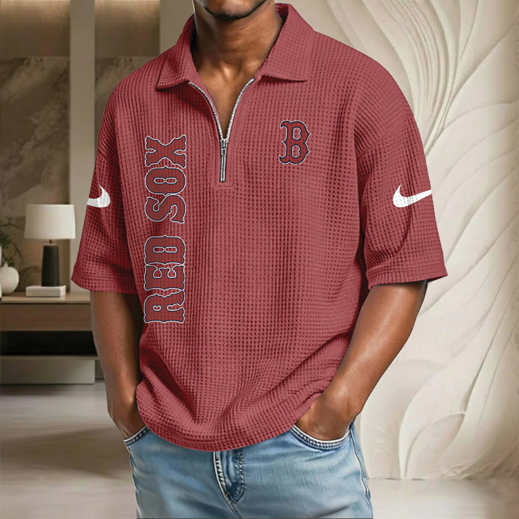MLB x BRS Waffle Half-Zip Polo Shirt HLP 070326 HLPHUONG